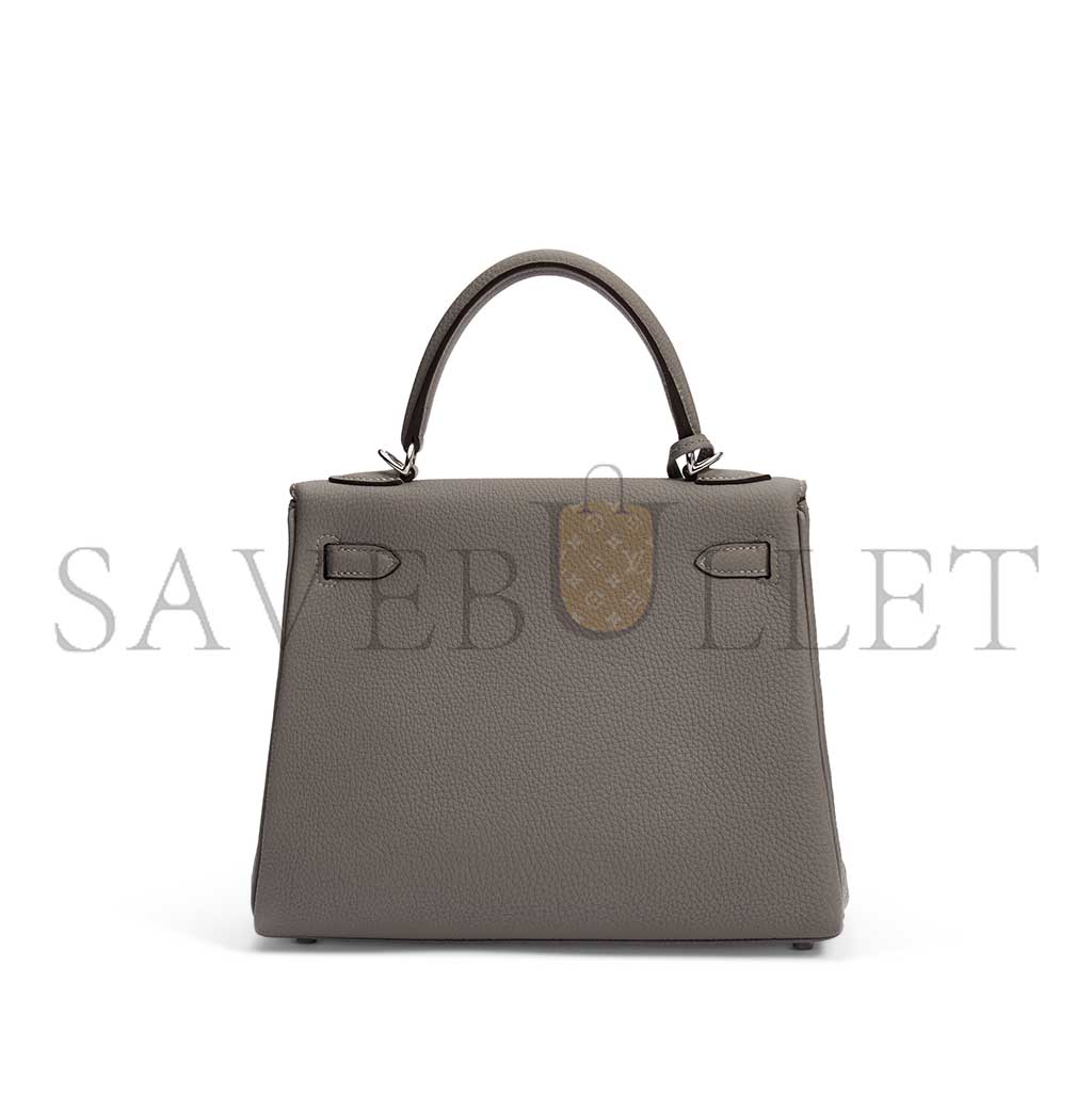H**mes togo leather retournÉ kelly 25 with palladium hardware (25*17*7cm)